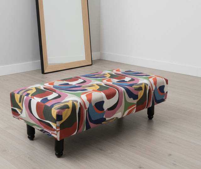 Floral footstool pouffe bench for living room décor and storage - ISTOOLS