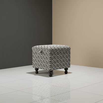 Geometric Patterned Storage Ottoman – Stylish Compact Stool with Hidden Compartment - ISTOOLS