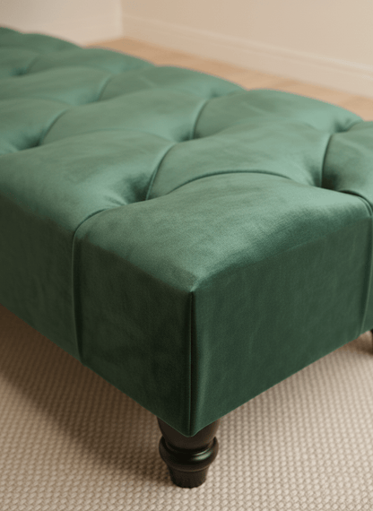Luxury Green Velvet Footstool Ottoman for Bedroom or Lounge UK - ISTOOLS
