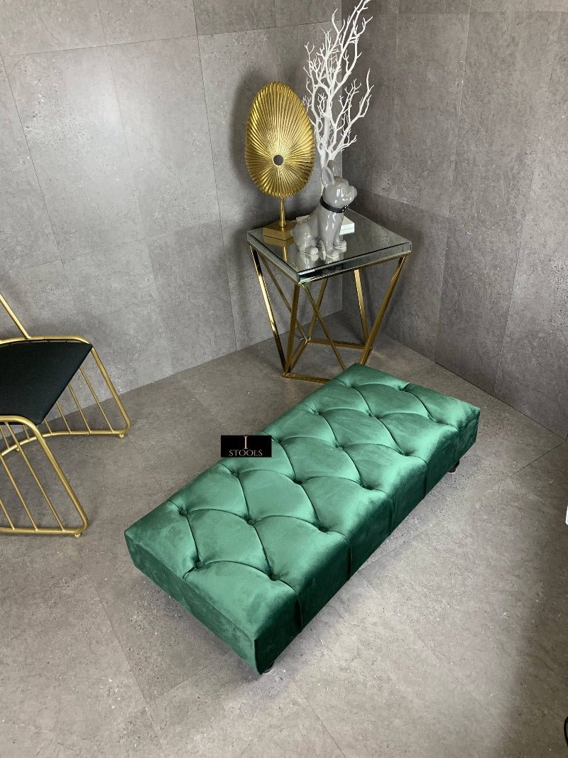 Green Chesterfield Footstool | Green Footstool Ottoman | Green Footstool - ISTOOLS