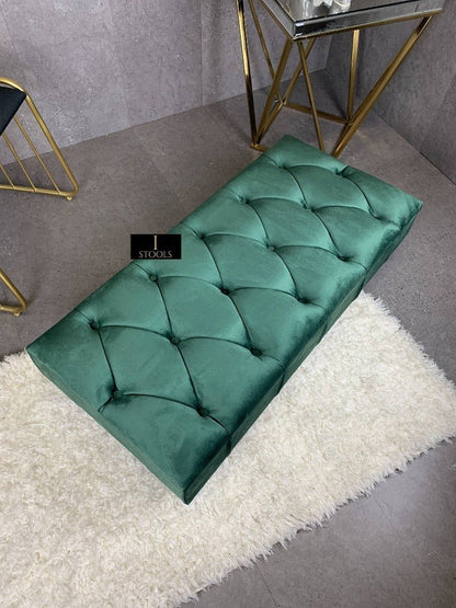Green Chesterfield Footstool | Green Footstool Ottoman | Green Footstool - ISTOOLS