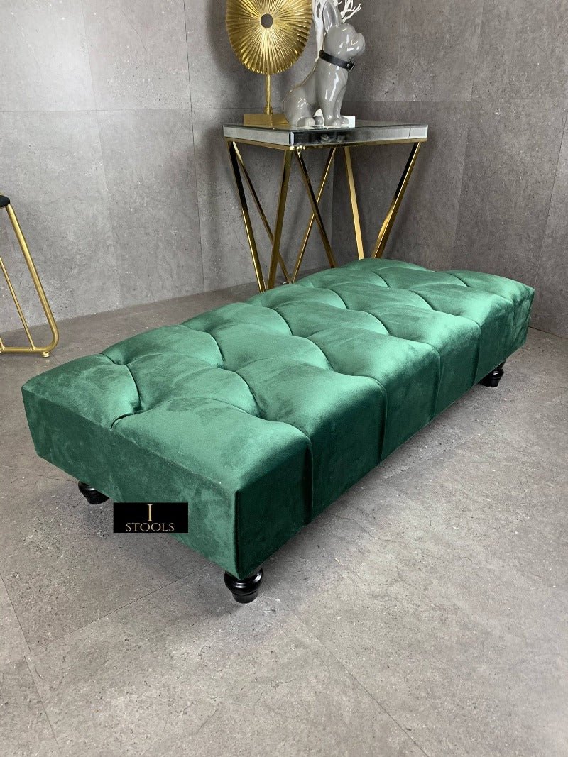 Green Chesterfield Footstool | Green Footstool Ottoman | Green Footstool - ISTOOLS