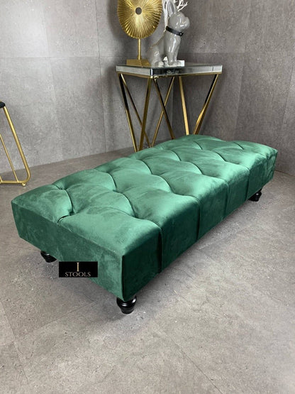 Green Chesterfield Footstool | Green Footstool Ottoman | Green Footstool - ISTOOLS