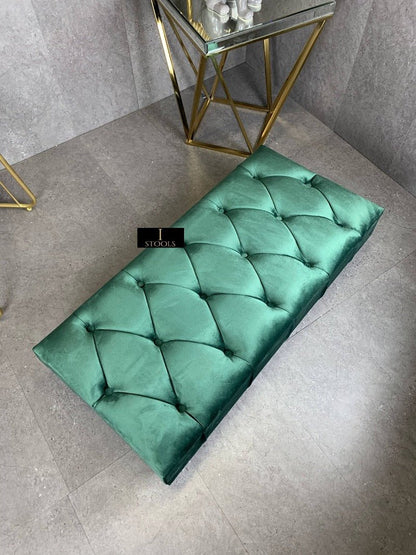 Green Chesterfield Footstool | Green Footstool Ottoman | Green Footstool - ISTOOLS