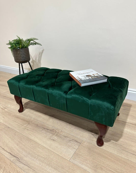 Green Chesterfield Footstool | Green Footstool Ottoman | Green Footstool - ISTOOLS