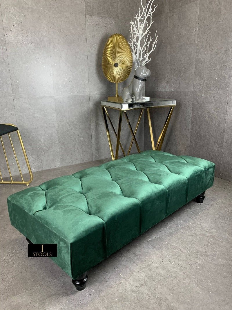 Green Chesterfield Footstool | Green Footstool Ottoman | Green Footstool - ISTOOLS