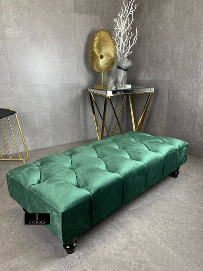 Green Chesterfield Footstool | Green Footstool Ottoman | Green Footstool - ISTOOLS