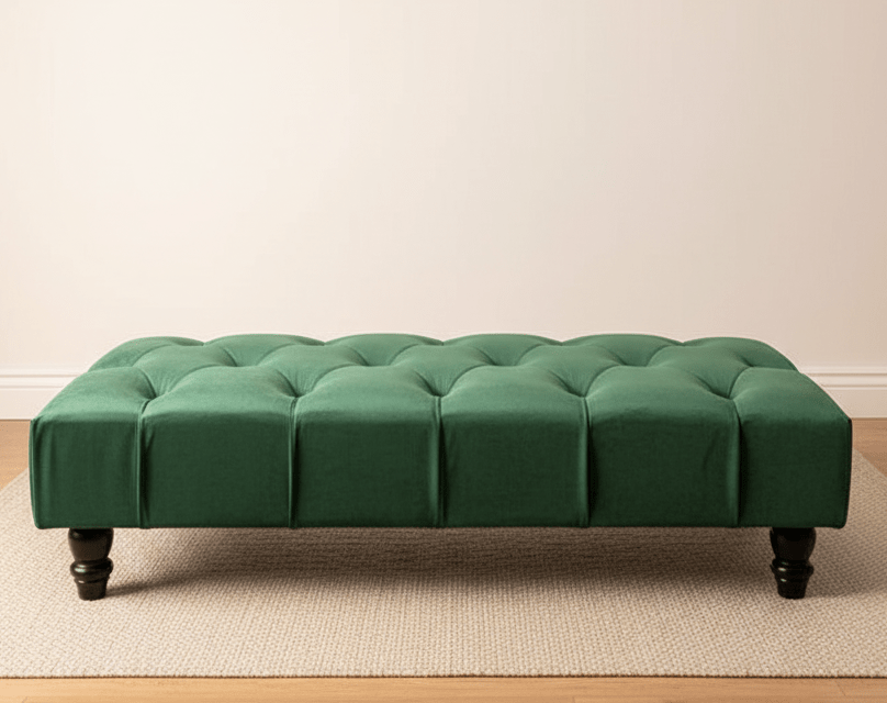Large Green Velvet Footrest Ottoman UK – Multiple Sizes Available - ISTOOLS