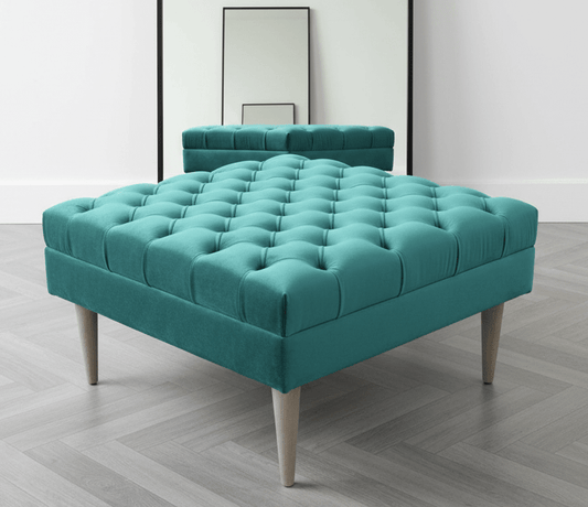 Green Coffee Table Bench, Chesterfield Footstool seat - ISTOOLS
