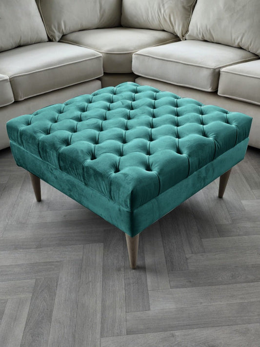 Green Coffee Table Bench, Chesterfield Footstool seat - ISTOOLS