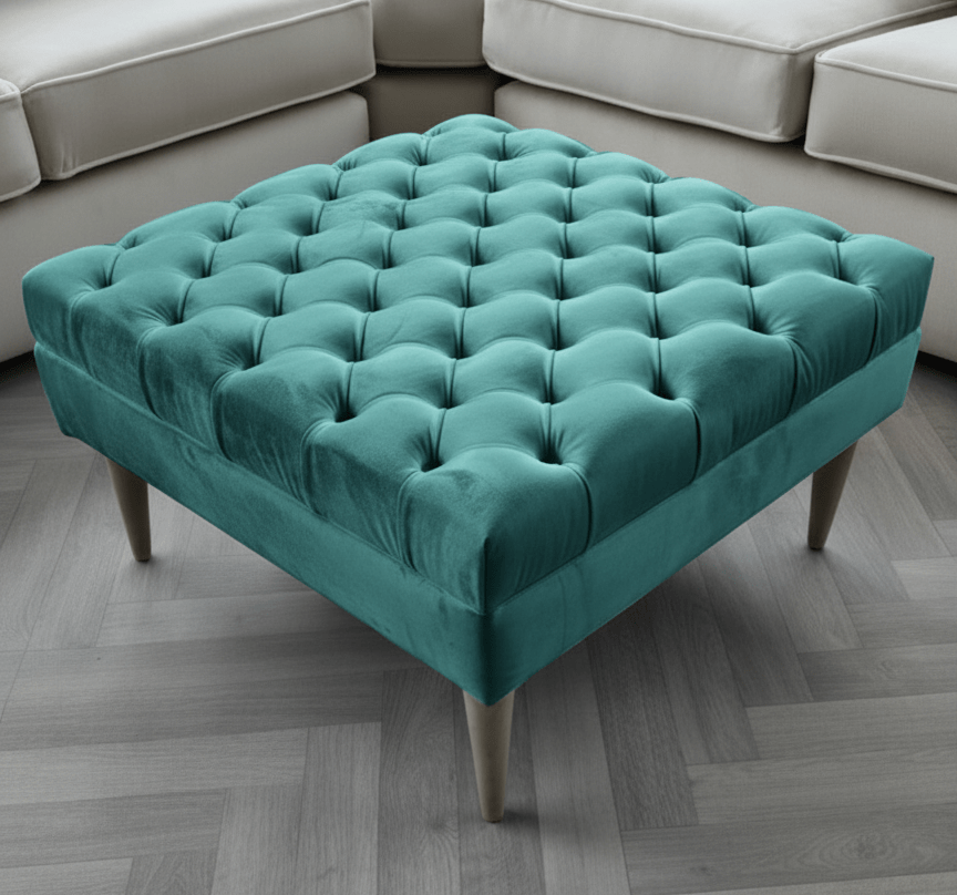 Green Coffee Table Bench, Chesterfield Footstool seat - ISTOOLS