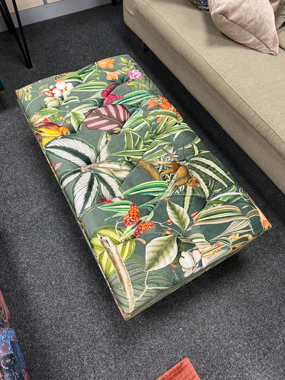 Green Floral Soft Vevet coffee table Ottoman Storage | premium Patterned Footstool Pouffe| - ISTOOLS