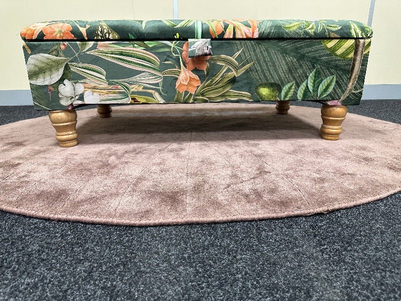 Green Floral Soft Vevet coffee table Ottoman Storage | premium Patterned Footstool Pouffe| - ISTOOLS