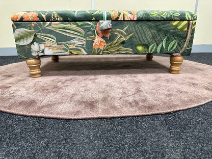 Green Floral Soft Vevet coffee table Ottoman Storage | premium Patterned Footstool Pouffe| - ISTOOLS