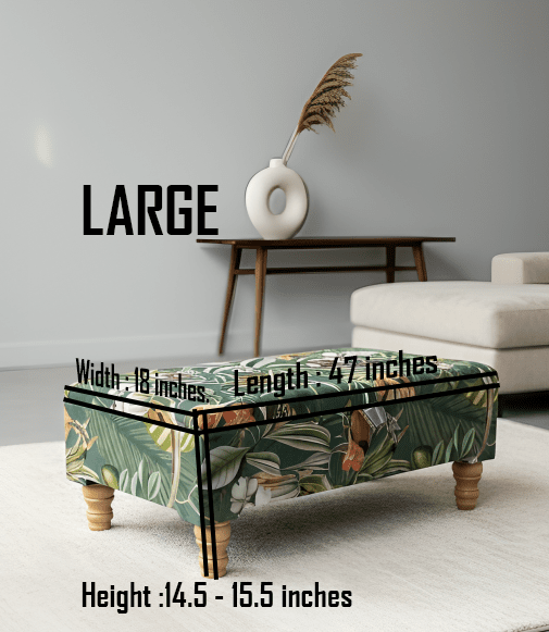 Green Floral Soft Vevet coffee table Ottoman Storage | premium Patterned Footstool Pouffe| - ISTOOLS