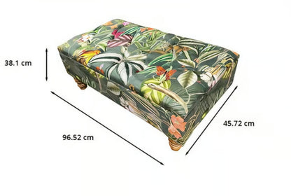 Green Floral Soft Vevet coffee table Ottoman Storage | premium Patterned Footstool Pouffe| - ISTOOLS