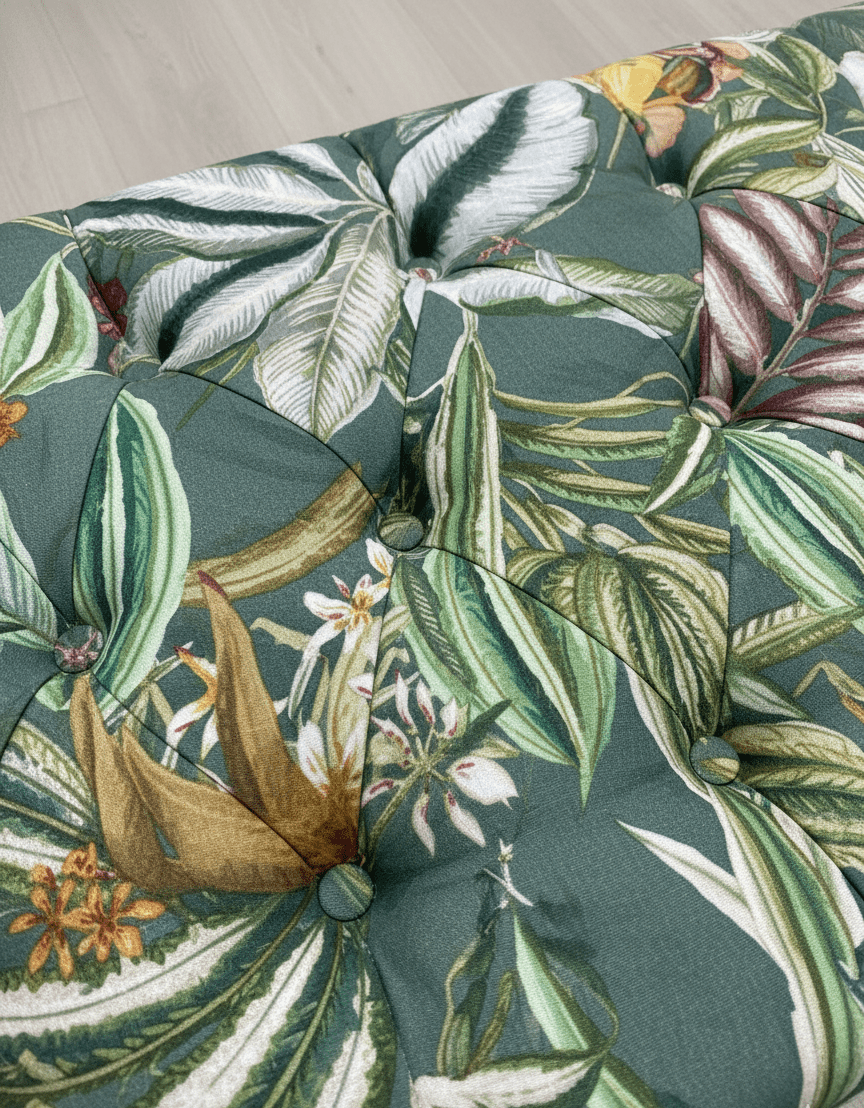 Green Floral Soft Vevet coffee table Ottoman Storage | premium Patterned Footstool Pouffe| - ISTOOLS