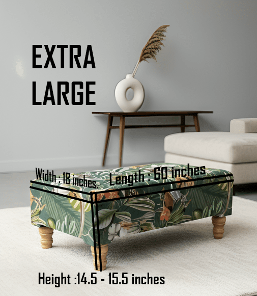 Green Floral Soft Vevet coffee table Ottoman Storage | premium Patterned Footstool Pouffe| - ISTOOLS