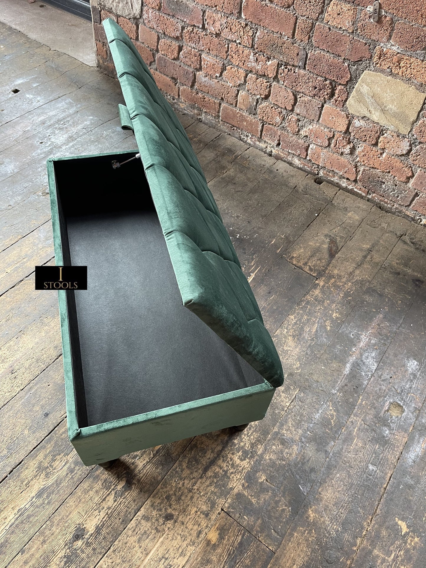 Green Ottoman Storage Bench | Velvet Green Footstool UK | Dark Green Ottoman Bench - ISTOOLS