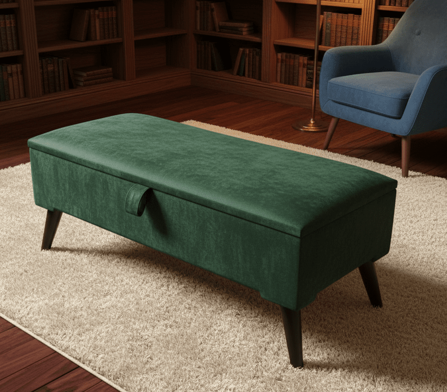 Velvet Chesterfield Footstool Bench Pouffe Ottoman UK - ISTOOLS