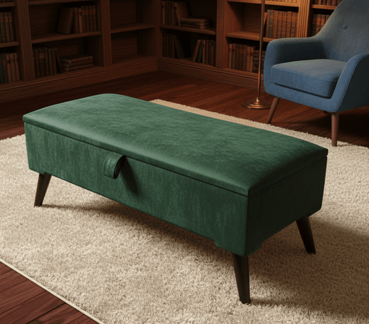 Velvet Chesterfield Footstool Bench Pouffe Ottoman UK - ISTOOLS