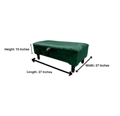 Green Plain Ottoman Storage Bench | Velvet Green Footstool| Dark Green Ottoman Bench - ISTOOLS