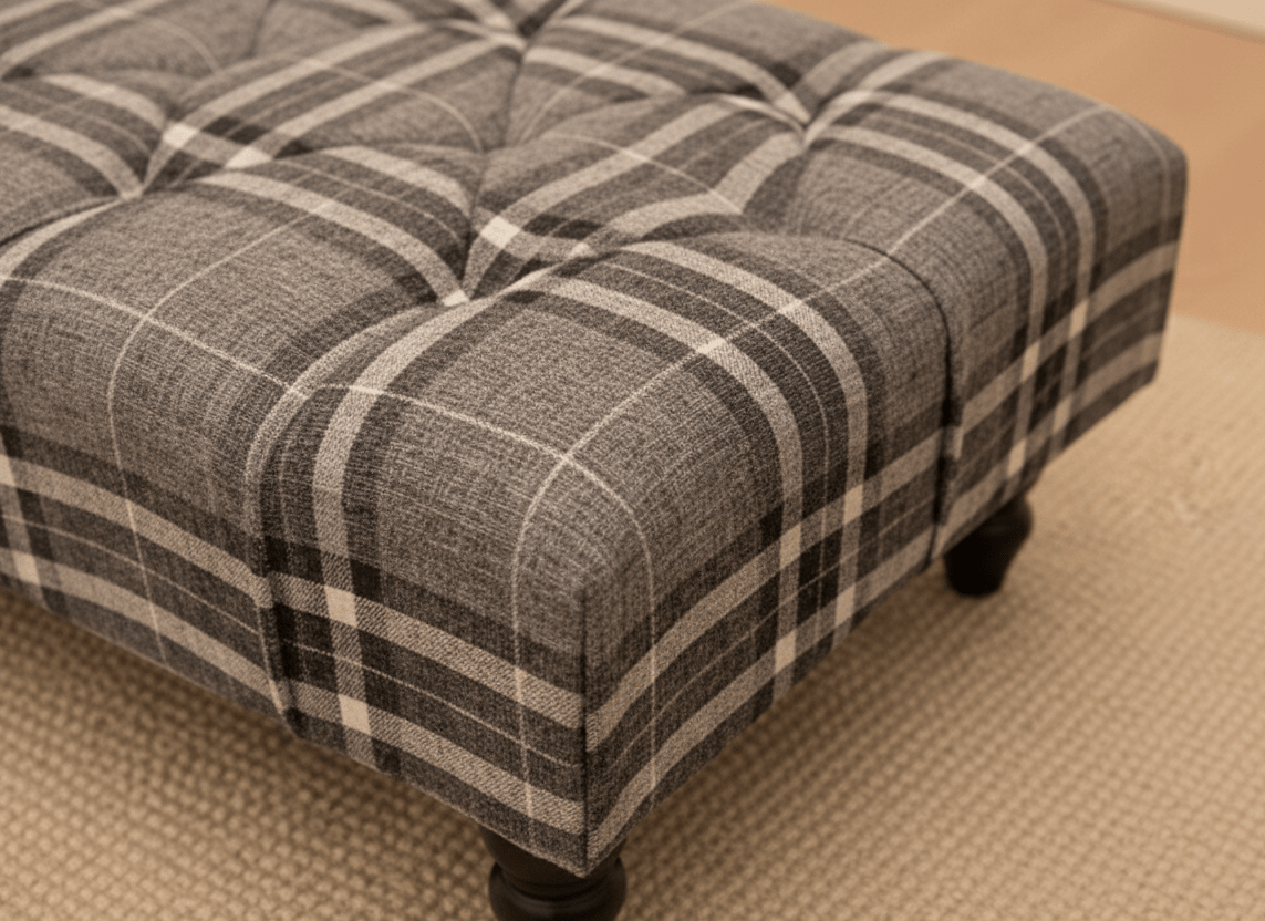 Multi-Purpose Tartan Ottoman Bench – Footrest and Extra Seat - ISTOOLS