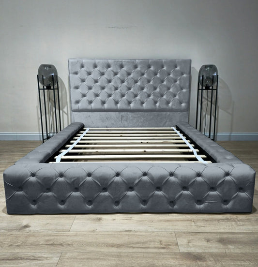 Grey bose bed chesterfield tufted matching buttons - ISTOOLS