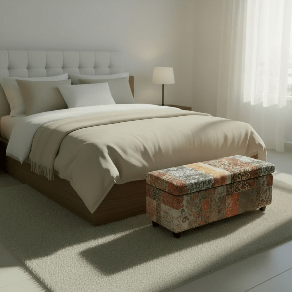 Hand - Upholstered Bedroom Storage Ottoman Contemporary Aesthetic - ISTOOLS