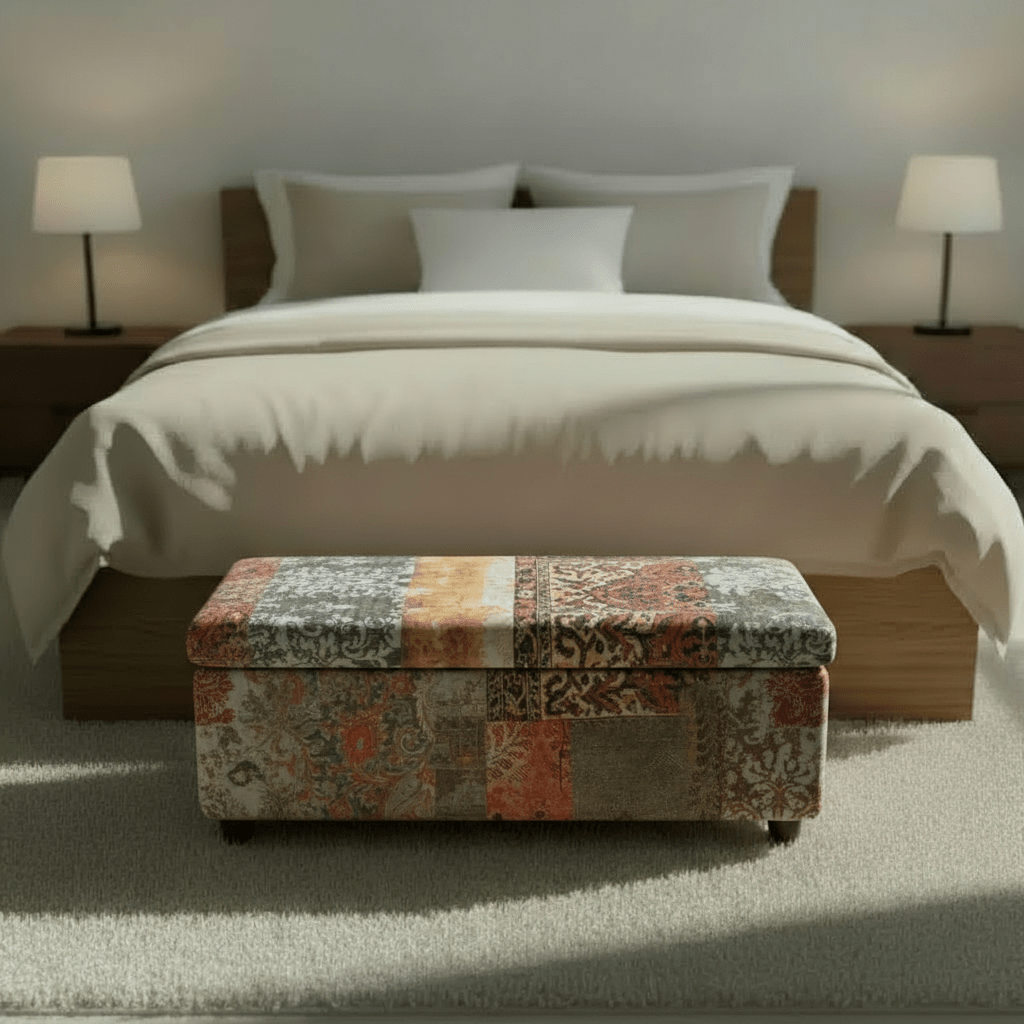 Hand - Upholstered Bedroom Storage Ottoman Contemporary Aesthetic - ISTOOLS