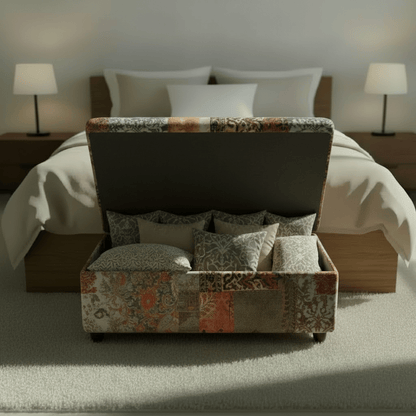 Hand - Upholstered Bedroom Storage Ottoman Contemporary Aesthetic - ISTOOLS