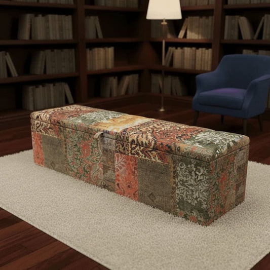 Hand - Upholstered Hallway Bench Chesterfield Lid Contemporary Motif - ISTOOLS