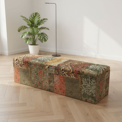 Hand - Upholstered Hallway Bench Chesterfield Lid Contemporary Motif - ISTOOLS