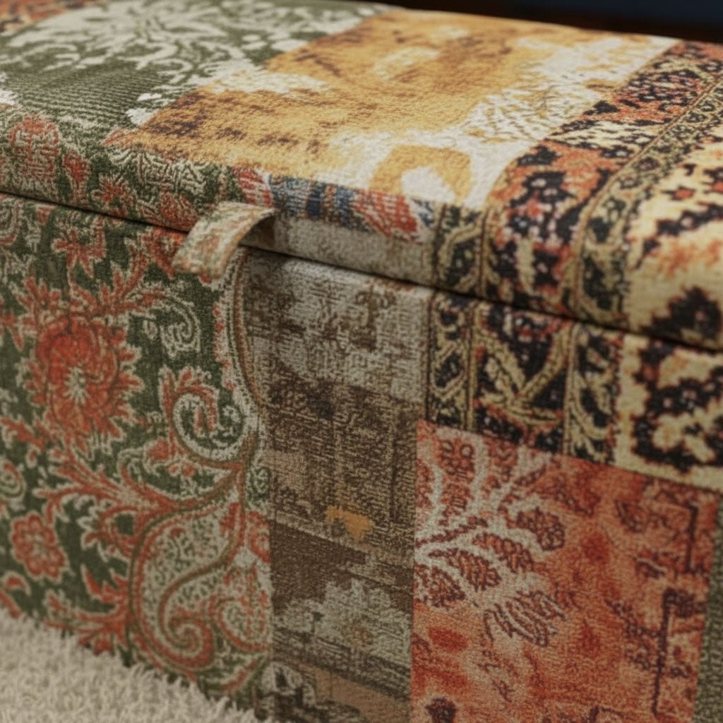 Hand - Upholstered Hallway Bench Chesterfield Lid Contemporary Motif - ISTOOLS