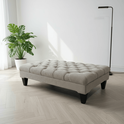 Hand - Upholstered Rectangular Lounge Pouffe Contemporary Aesthetic - ISTOOLS