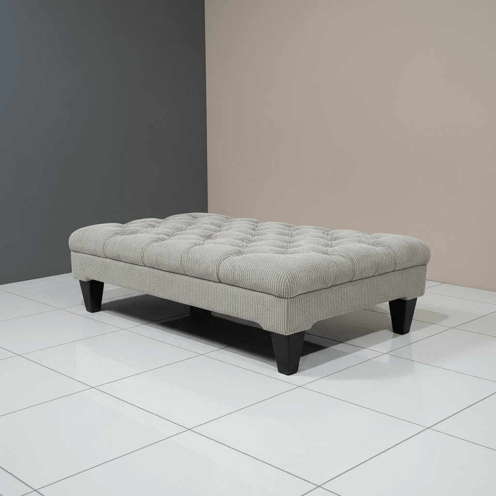 Hand - Upholstered Rectangular Lounge Pouffe Contemporary Aesthetic - ISTOOLS