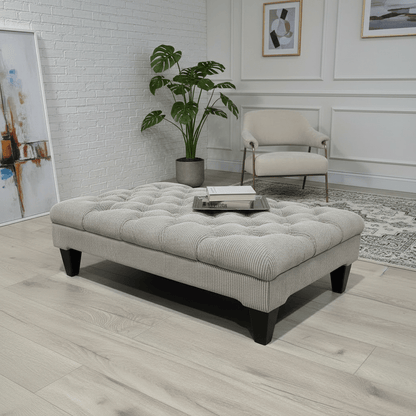 Hand - Upholstered Rectangular Lounge Pouffe Contemporary Aesthetic - ISTOOLS