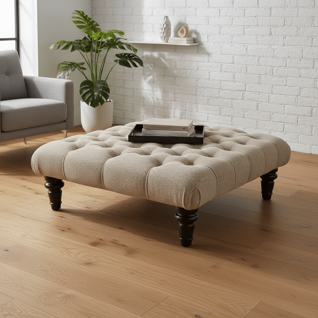 Hand - Upholstered Square Footstool Coffee Table Contemporary Aesthetic non - storage - ISTOOLS