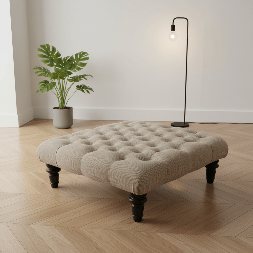 Hand - Upholstered Square Footstool Coffee Table Contemporary Aesthetic non - storage - ISTOOLS