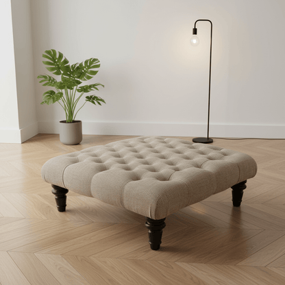 Hand - Upholstered Square Footstool Coffee Table Contemporary Aesthetic non - storage - ISTOOLS