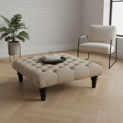 Hand - Upholstered Square Footstool Coffee Table Contemporary Aesthetic non - storage - ISTOOLS