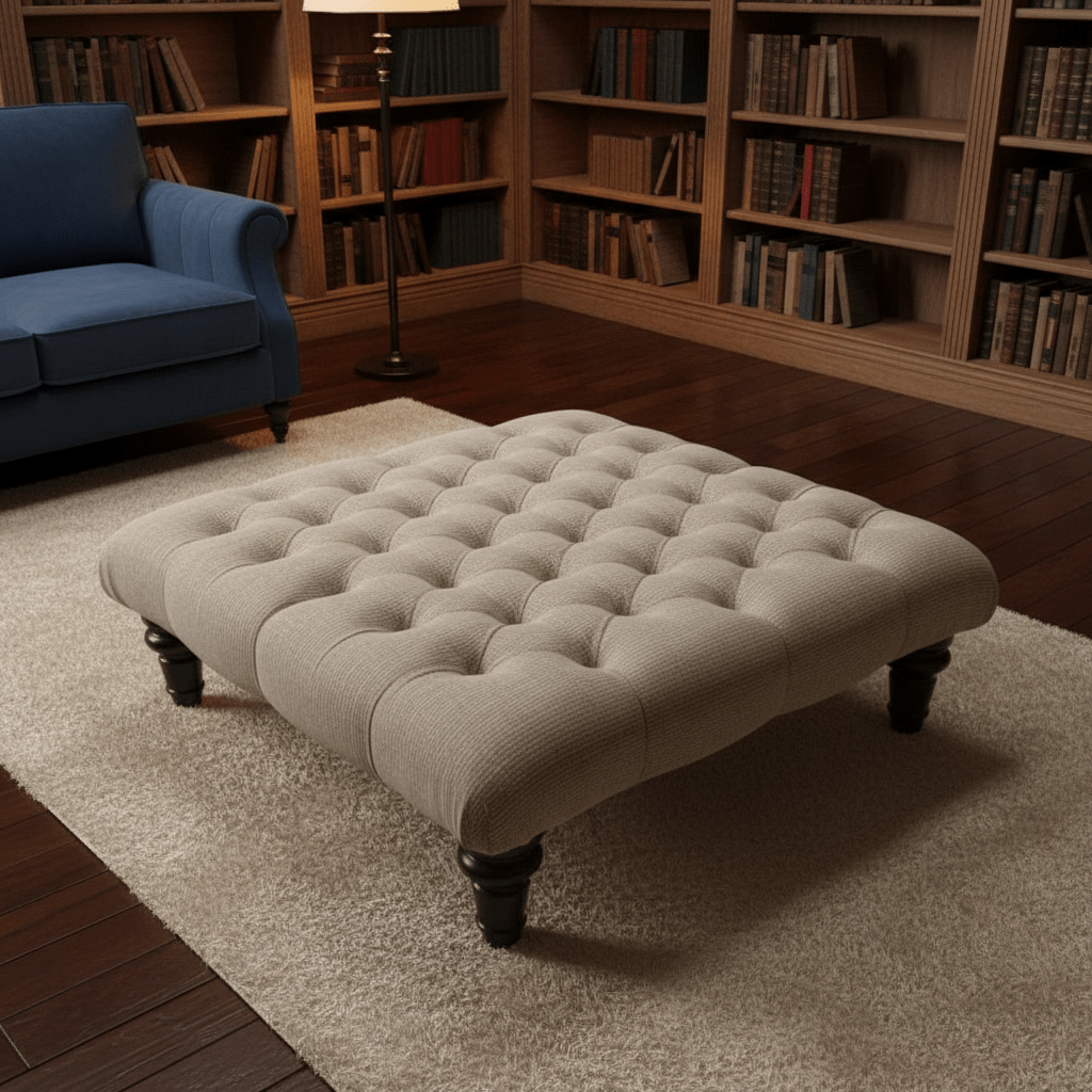 Hand - Upholstered Square Footstool Coffee Table Contemporary Aesthetic non - storage - ISTOOLS
