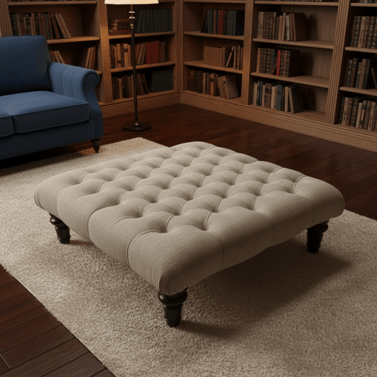 Hand - Upholstered Square Footstool Coffee Table Contemporary Aesthetic non - storage - ISTOOLS