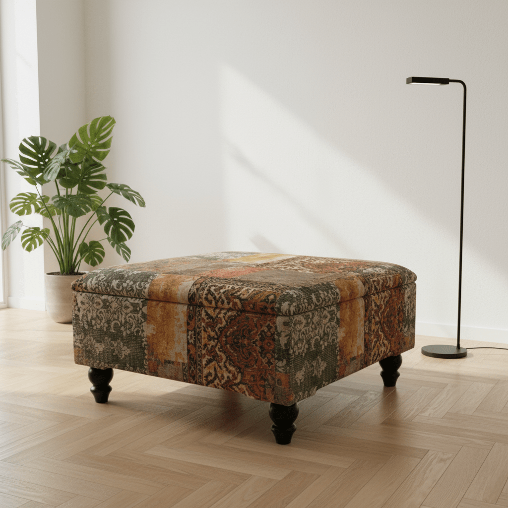 Hand - Upholstered Storage Bench Smooth Lid Neutral Palette - ISTOOLS