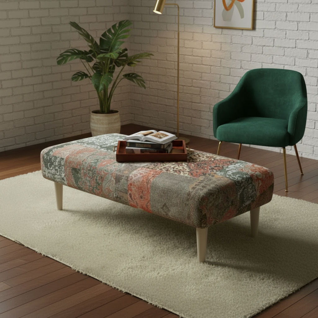 Hand - Upholstered Storage Footstool Box Contemporary Aesthetic - ISTOOLS