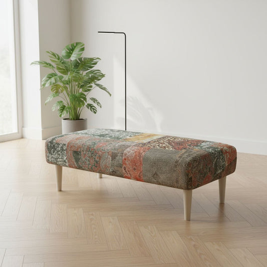 Hand - Upholstered Storage Footstool Box Contemporary Aesthetic - ISTOOLS