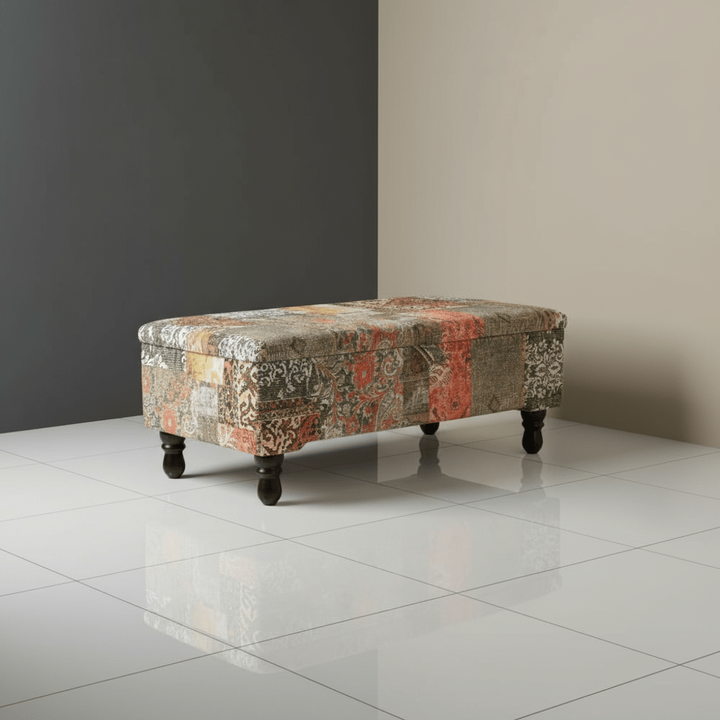 Hand - Upholstered Storage Footstool Box Contemporary Aesthetic - ISTOOLS