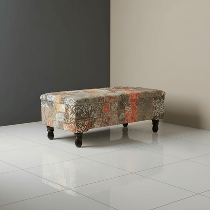 Hand - Upholstered Storage Footstool Box Contemporary Aesthetic - ISTOOLS