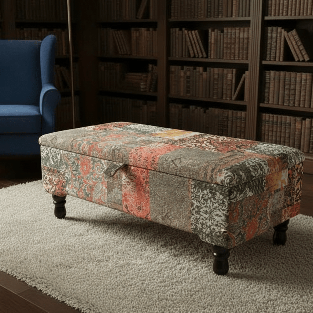 Hand - Upholstered Storage Footstool Box Contemporary Aesthetic - ISTOOLS