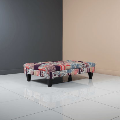 Handcrafted Buttoned Ottoman Bench Distinctive Designer Motif - ISTOOLS